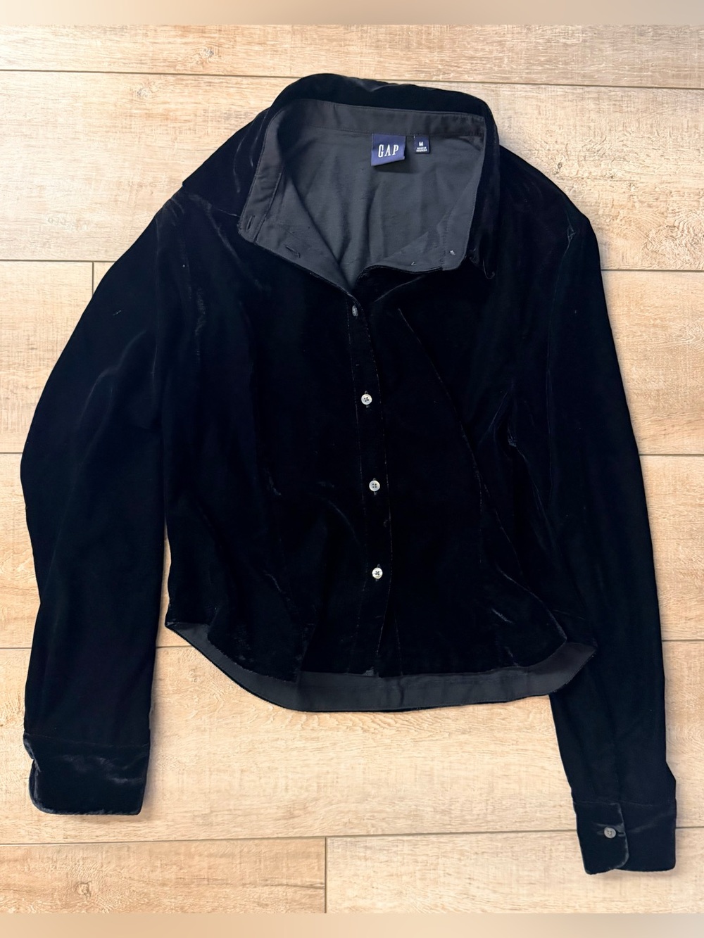 GAP Black Velvet Button-Front Blazer
